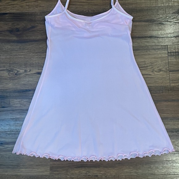 La Senza Mesh Pink Slip Dress Ruffle Sleeveless Lettuce Trim Y2K Coquette Small - Picture 7 of 10